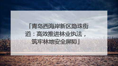 青岛西海岸新区隐珠街道：高效推进林业执法，筑牢林地安全屏障